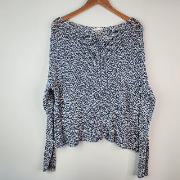 Ralph Lauren Denim & Supply Open Knit Sweater XL Boat Neck 100% Cotton Blue - Picture 5 of 7